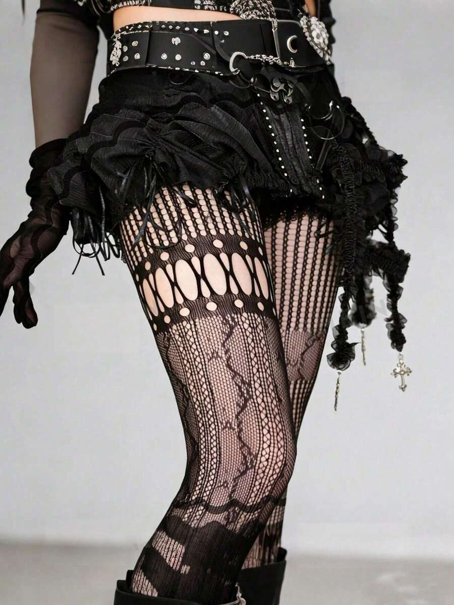 Fishnet Stocking Women - 1pc Asymmetric Hollow Fishnet Stockings, Sexy