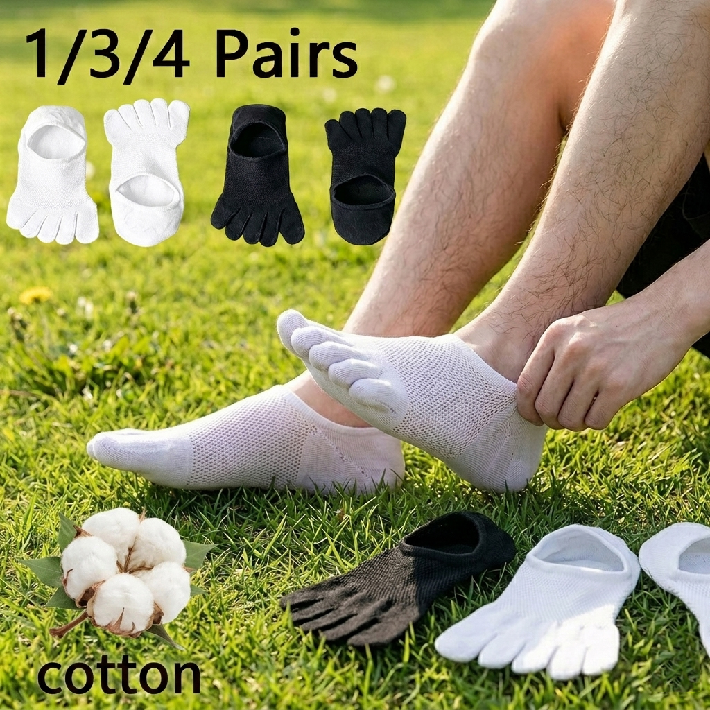 Toe Sock Split - 1/3/4 Pairs,Unisex Cotton Five Toe No