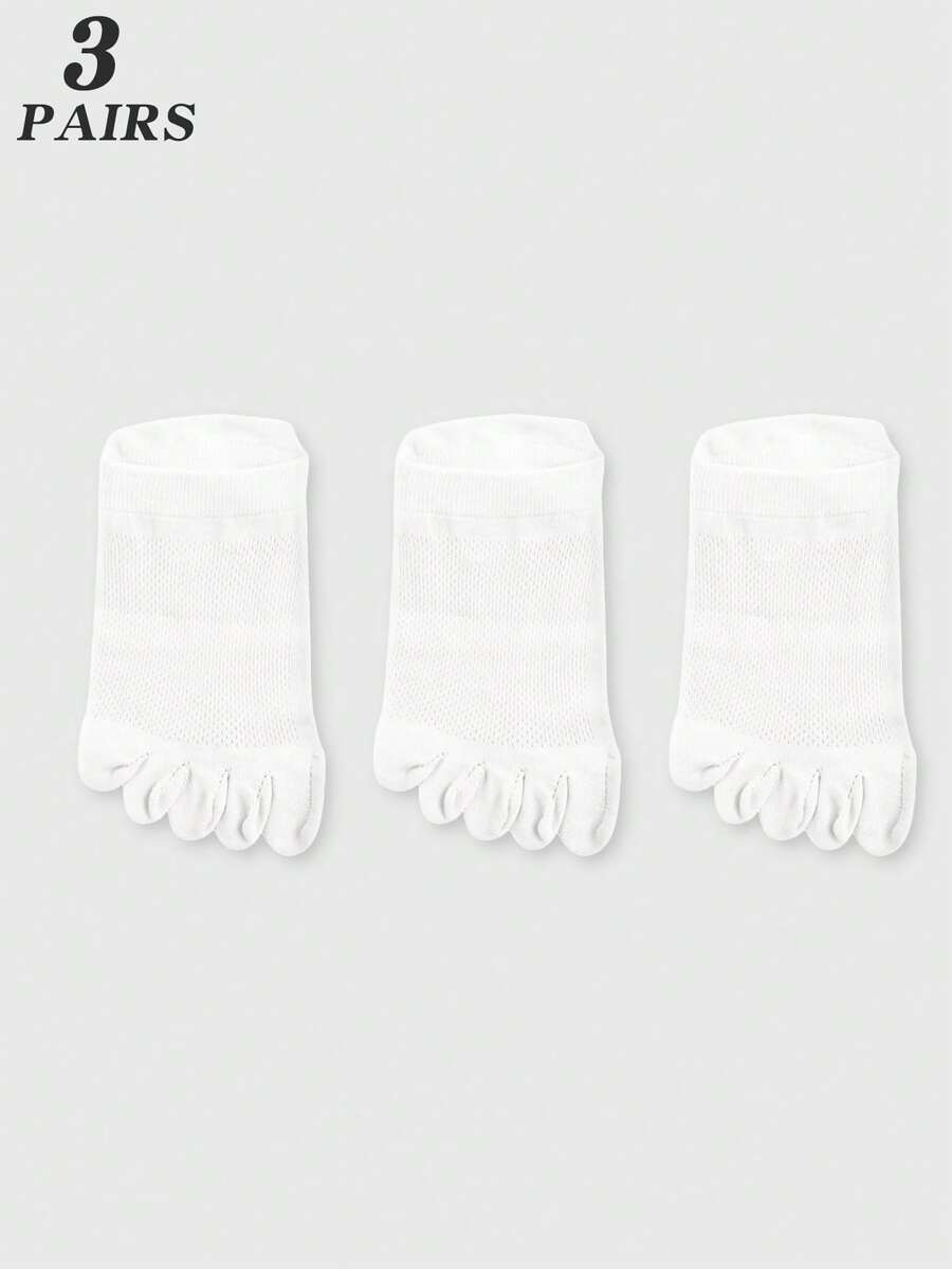 3 Pairs White Mesh Toe Socks F - Ankle Sock Low Cut ulasan dan harga