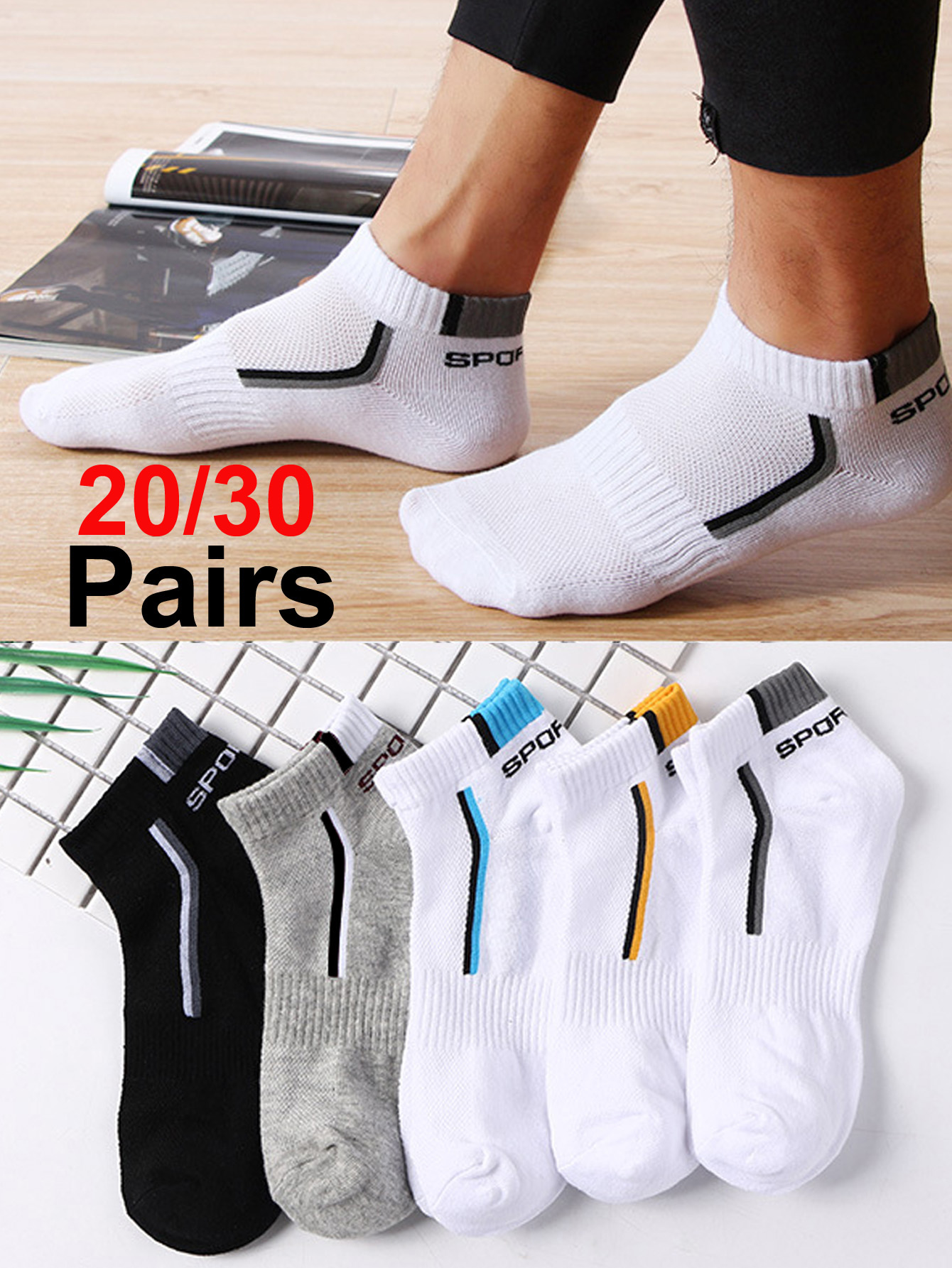 30pairs Men's Fashion Cotton B - Ankle Sock Low Cut ulasan dan harga