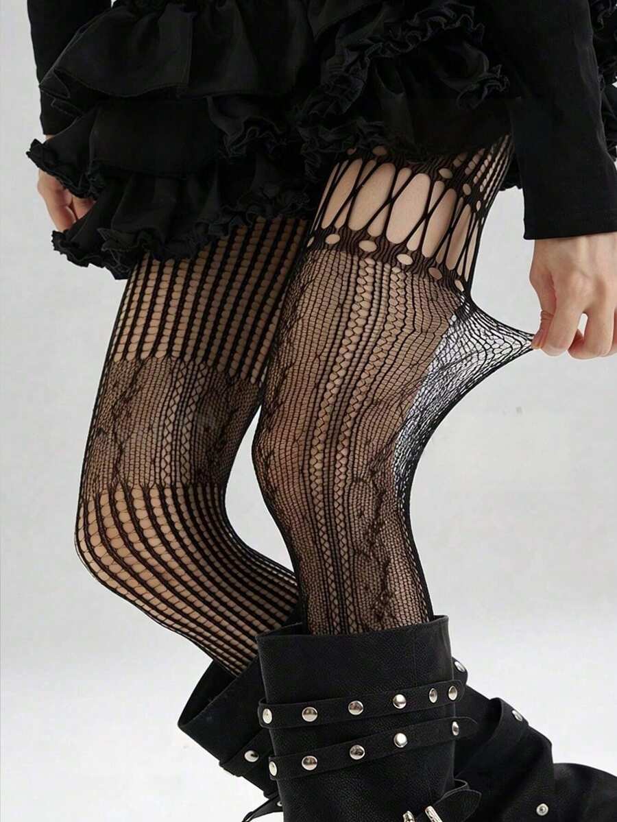 1pc Asymmetric Hollow Fishnet  - Fishnet Stocking Women ulasan dan harga