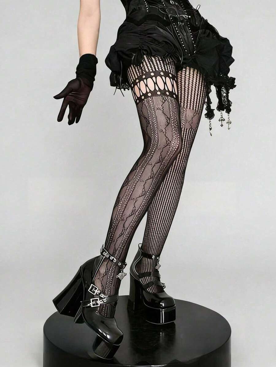 1pc Asymmetric Hollow Fishnet  - Fishnet Stocking Women ulasan dan harga
