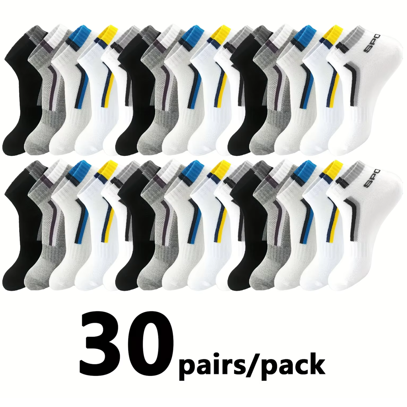 30Pairs Men's Color-block Mesh - Ankle Sock Low Cut ulasan dan harga