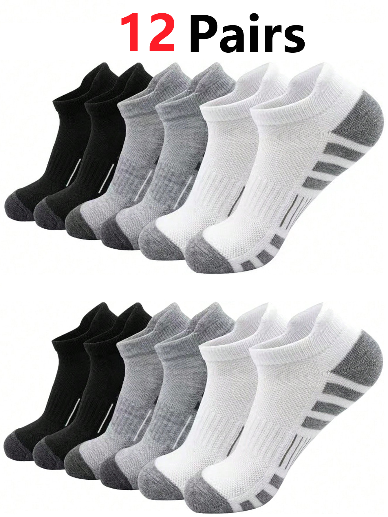 12 Pairs Cushioned Breathable  - Athletic Sock Cushion ulasan dan harga