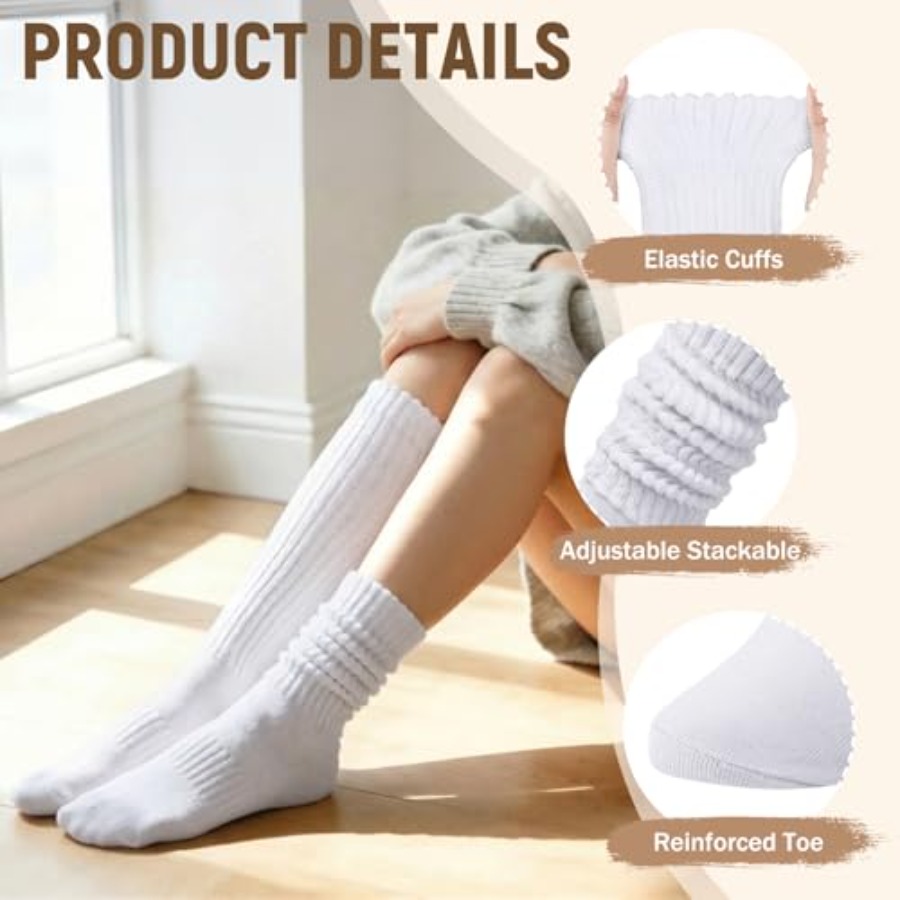 Chalier 5 Pairs Slouchy Socks  - Boot Sock Slouchy ulasan dan harga