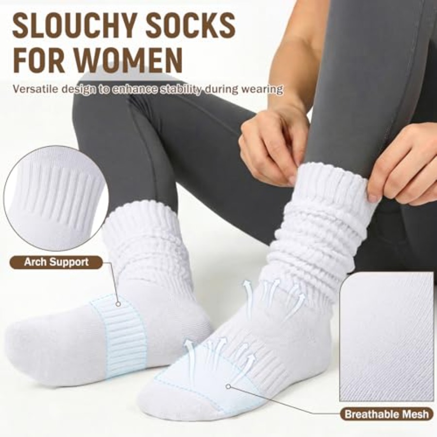 Chalier 5 Pairs Slouchy Socks  - Boot Sock Slouchy ulasan dan harga