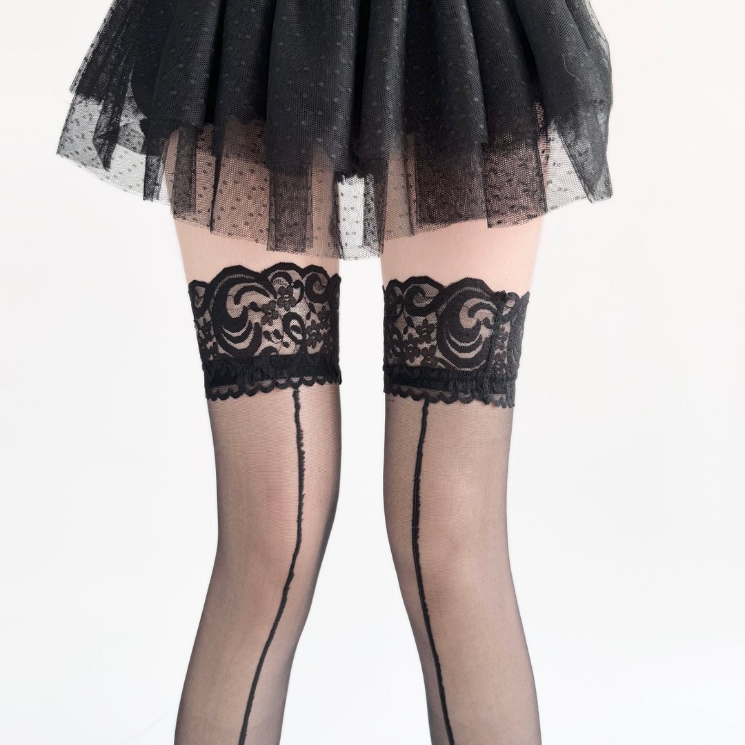 Lace Top Sheer Thigh High Stoc - Thigh High Sock Stay Up ulasan dan harga