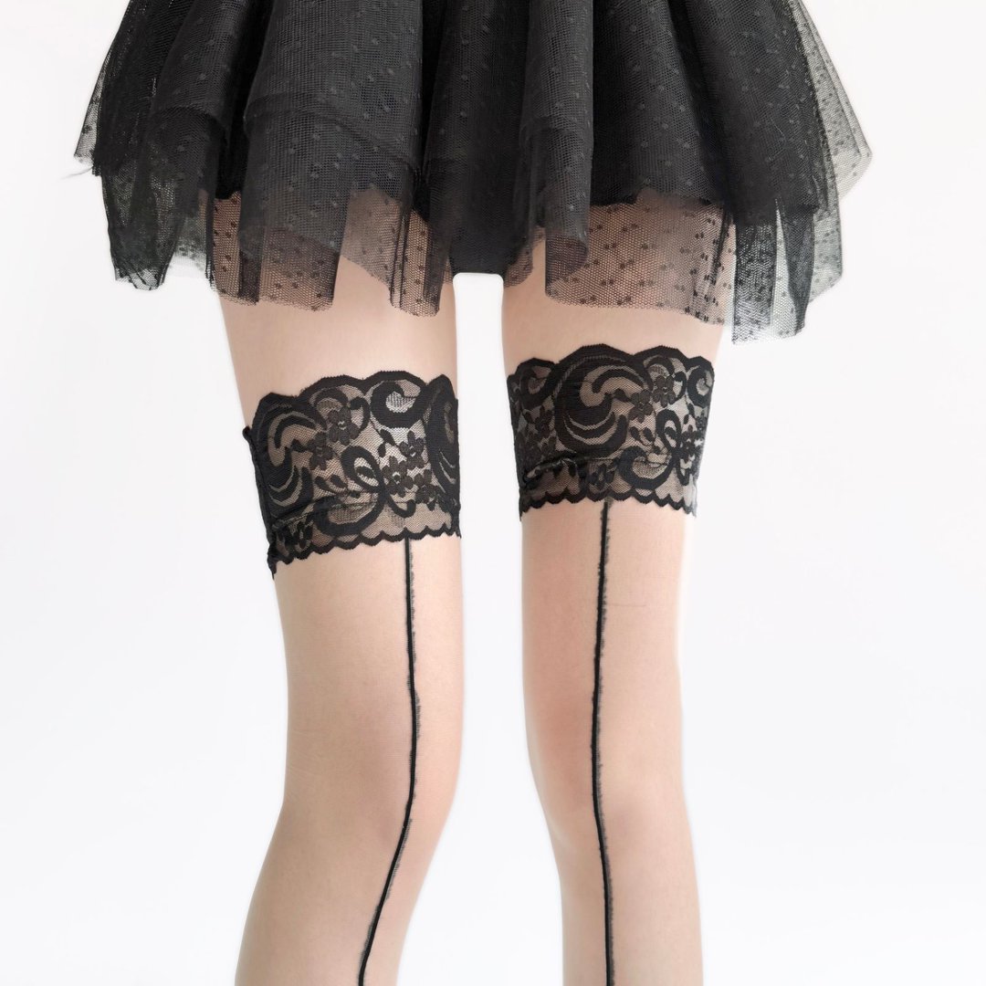 Lace Top Sheer Thigh High Stoc - Thigh High Sock Stay Up ulasan dan harga