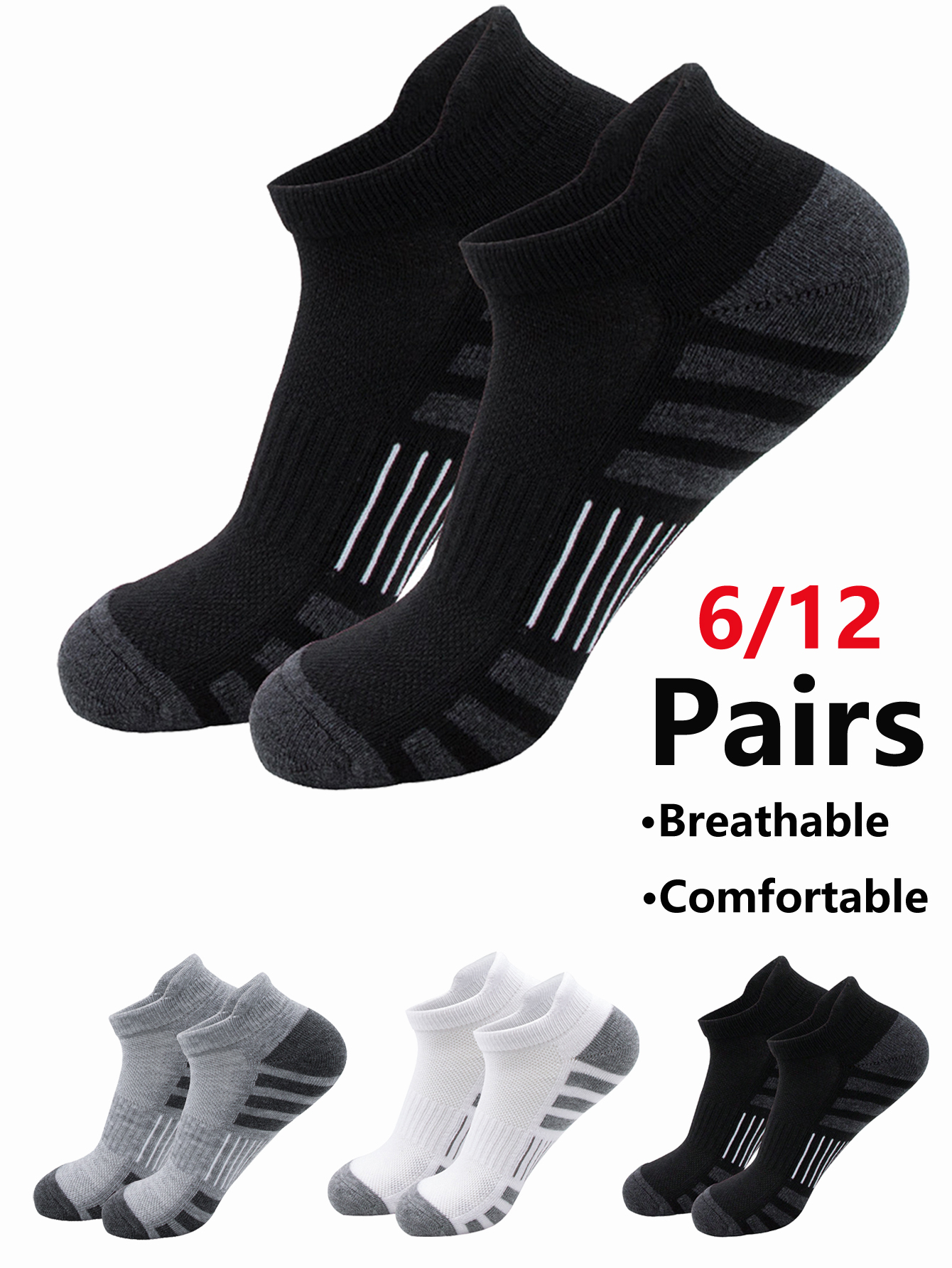 6/24 Pairs Cushioned Breathabl - Athletic Sock Cushion ulasan dan harga