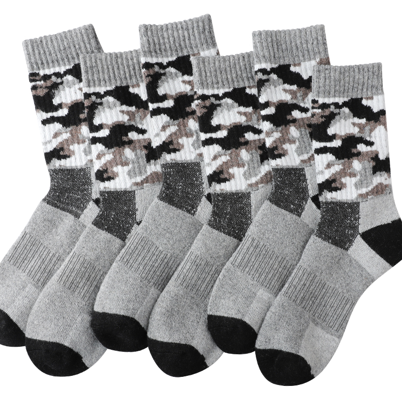 4Pairs Thick Gray Camouflage S - Wool Hiking Sock ulasan dan harga