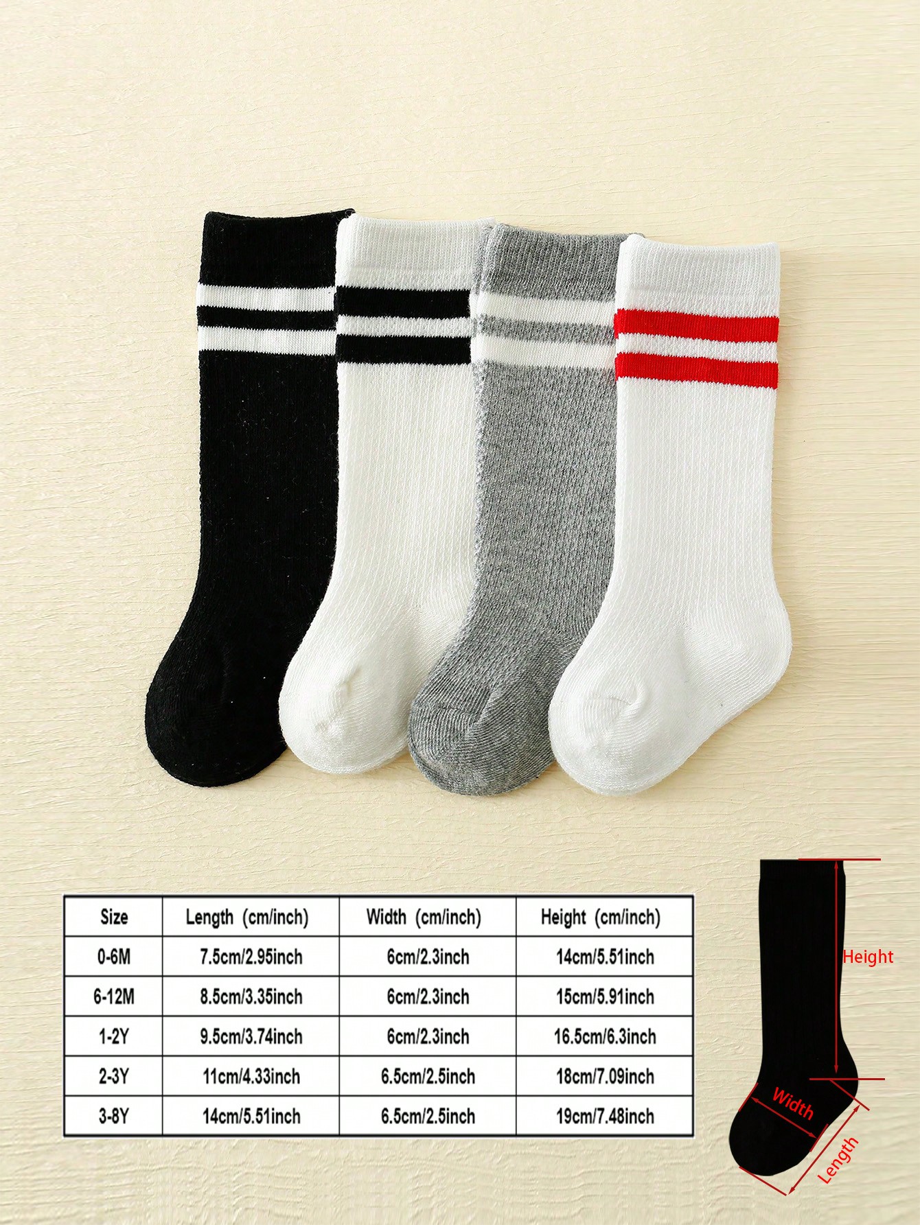 4-Pack Baby Toddler Striped Cr - Cotton Crew Sock Pack ulasan dan harga