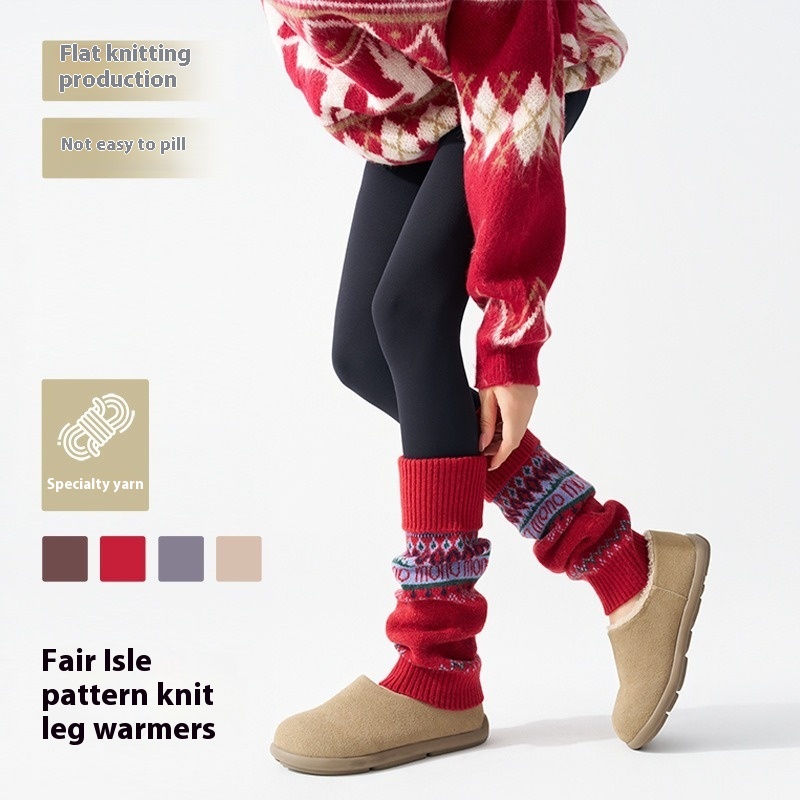 ​Fair Isle Knitted Leg Warmers - Boot Sock Slouchy ulasan dan harga