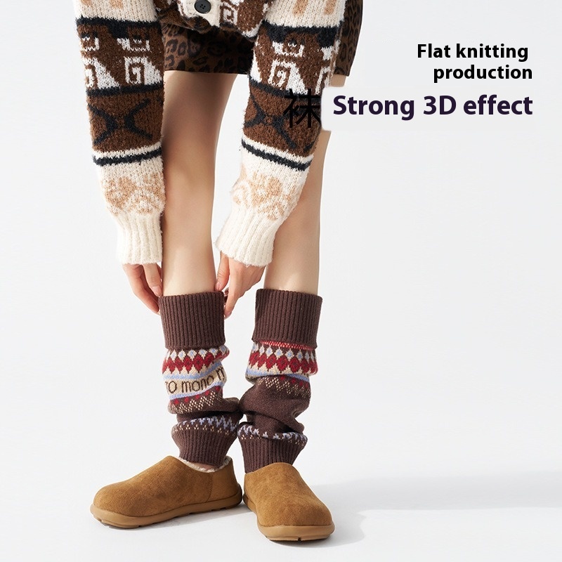 ​Fair Isle Knitted Leg Warmers - Boot Sock Slouchy ulasan dan harga