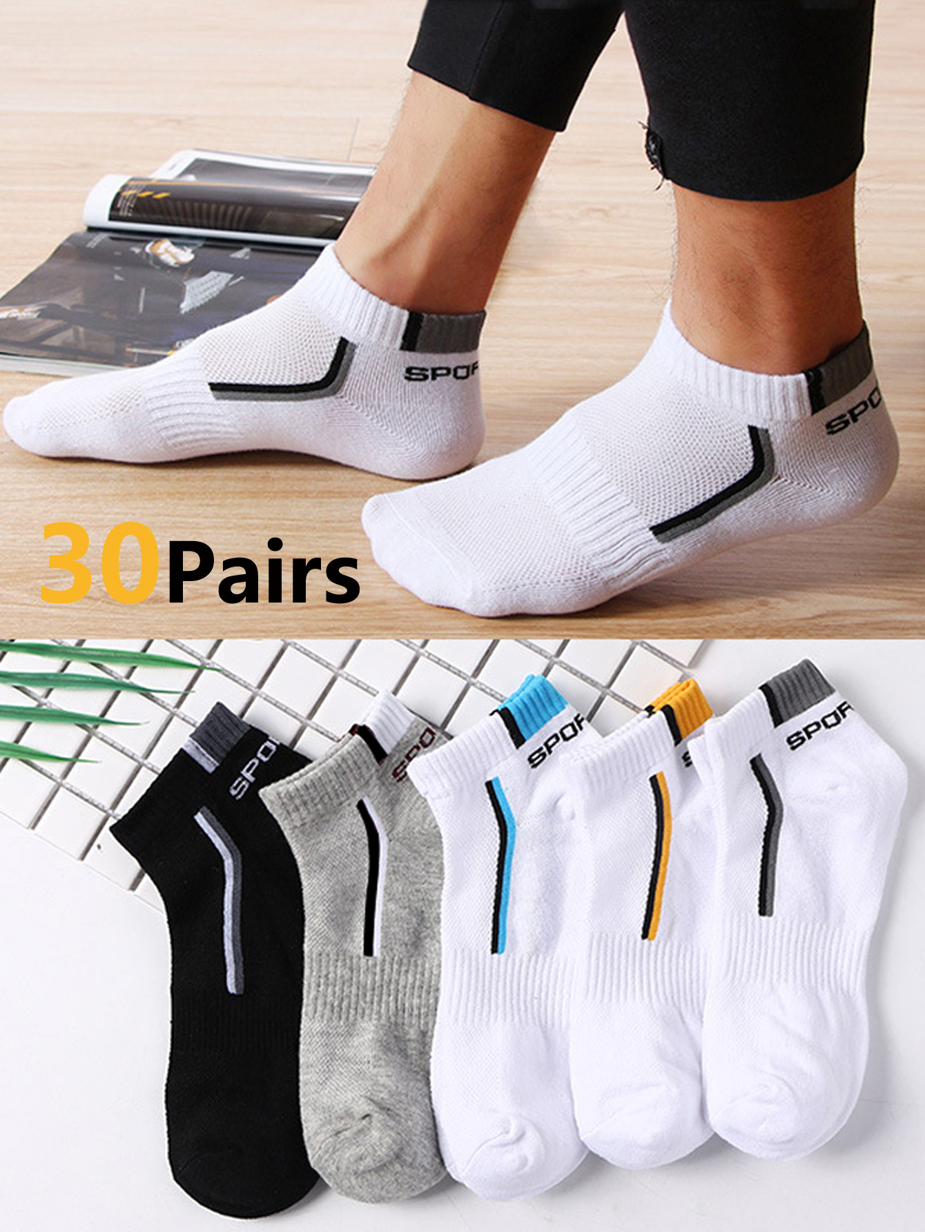 30Pairs Men's Mesh Breathable  - Ankle Sock Low Cut ulasan dan harga