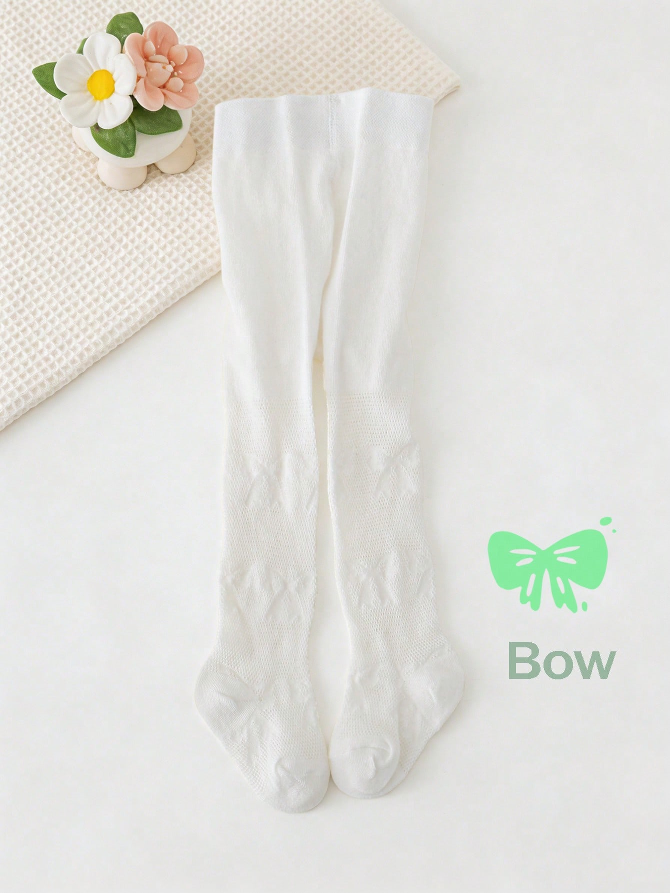 3/1 Pcs Girls White Bow Print  - Tights Pantyhose Sheer ulasan dan harga