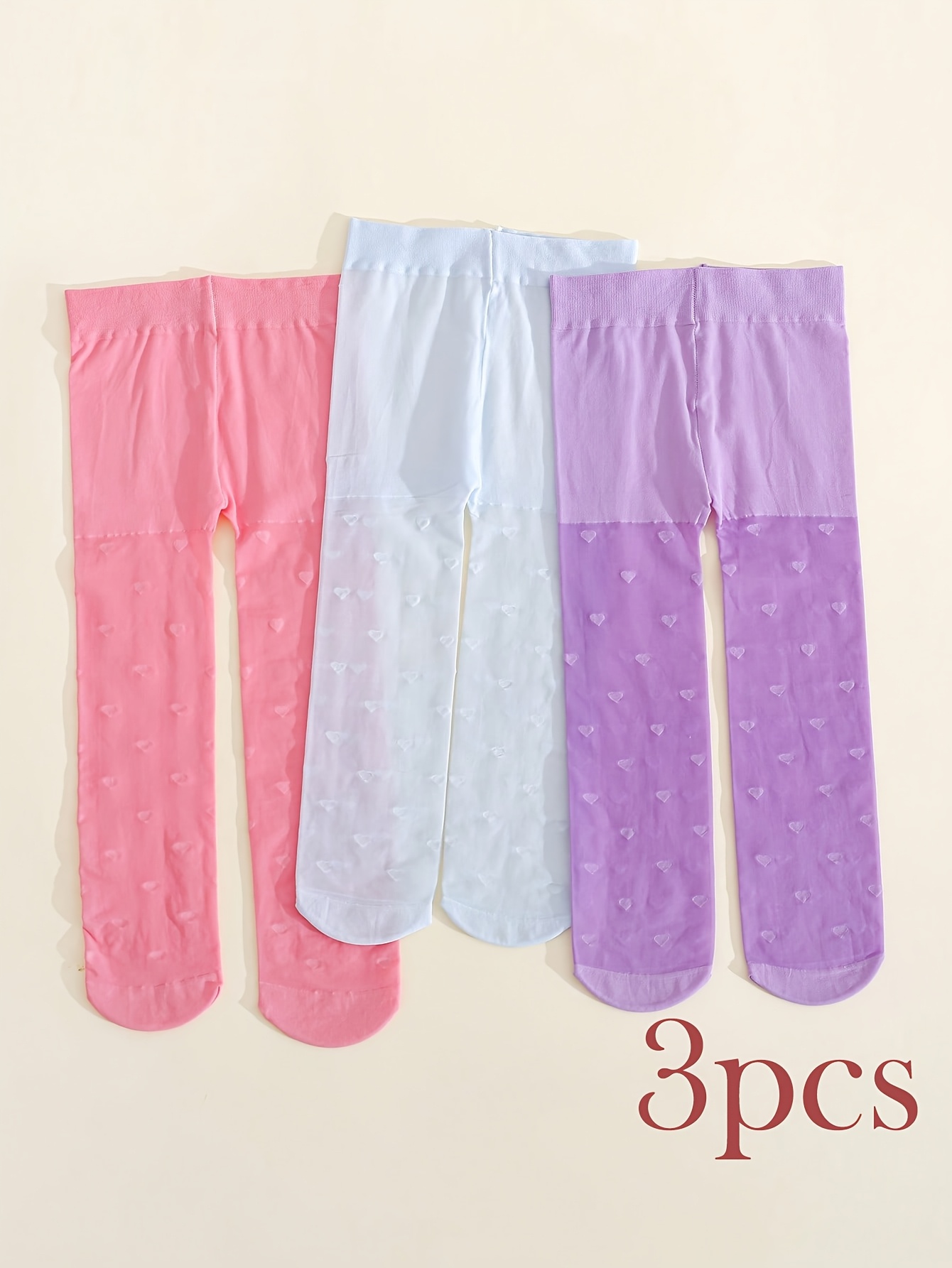 3PCS Toddler Girls Heart Print - Tights Pantyhose Sheer ulasan dan harga