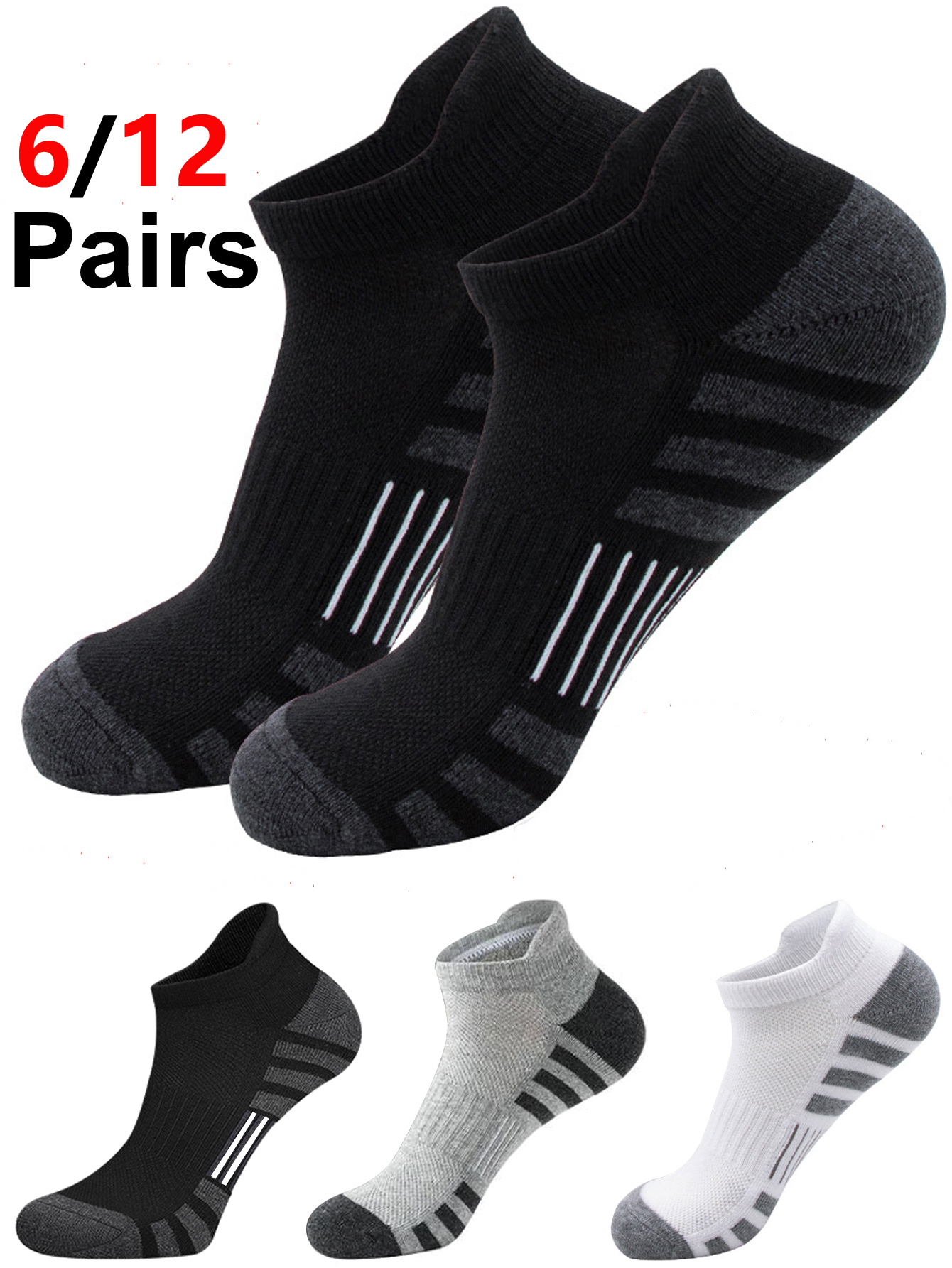 6/12 Pairs Cushioned Breathabl - Athletic Sock Cushion ulasan dan harga