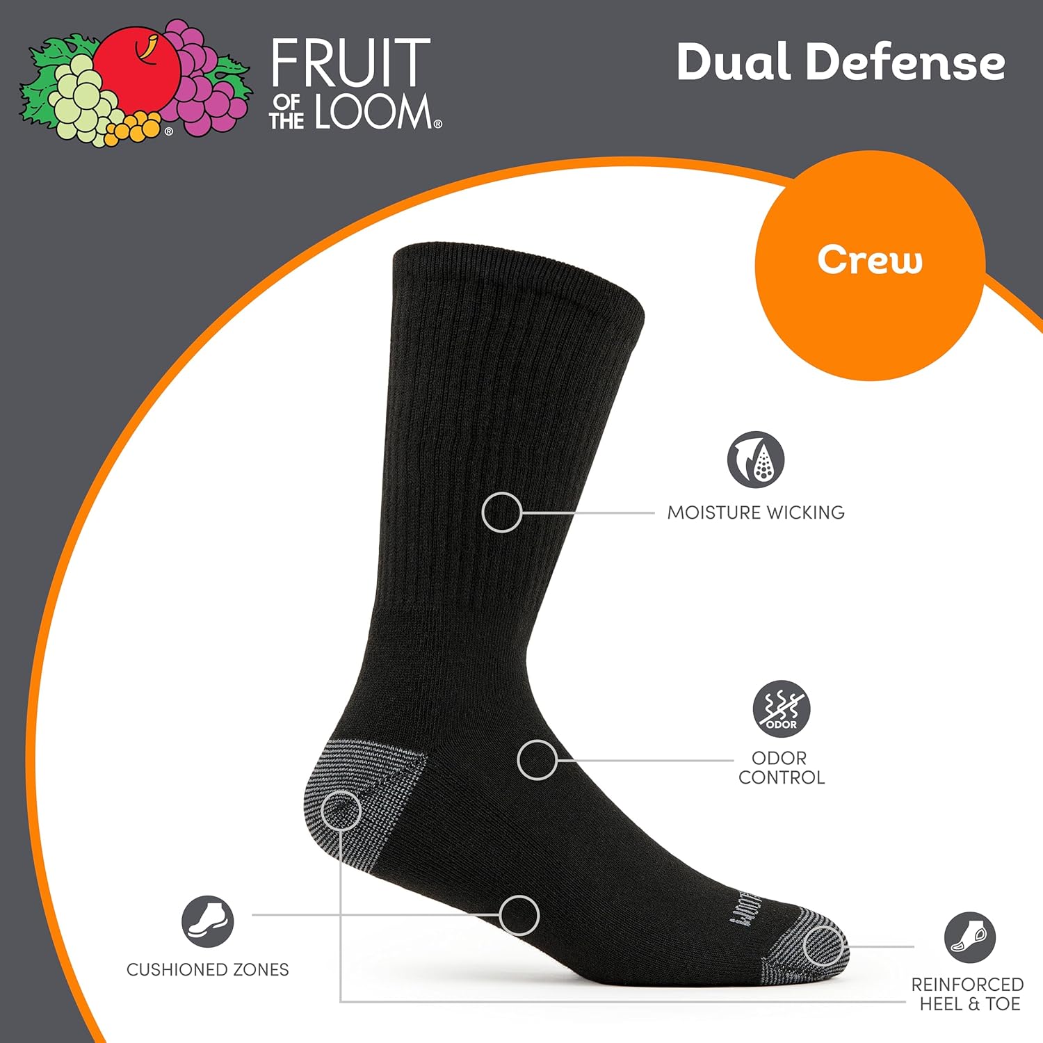 Men's Dual Defense Crew Socks  - Cotton Crew Sock Pack ulasan dan harga