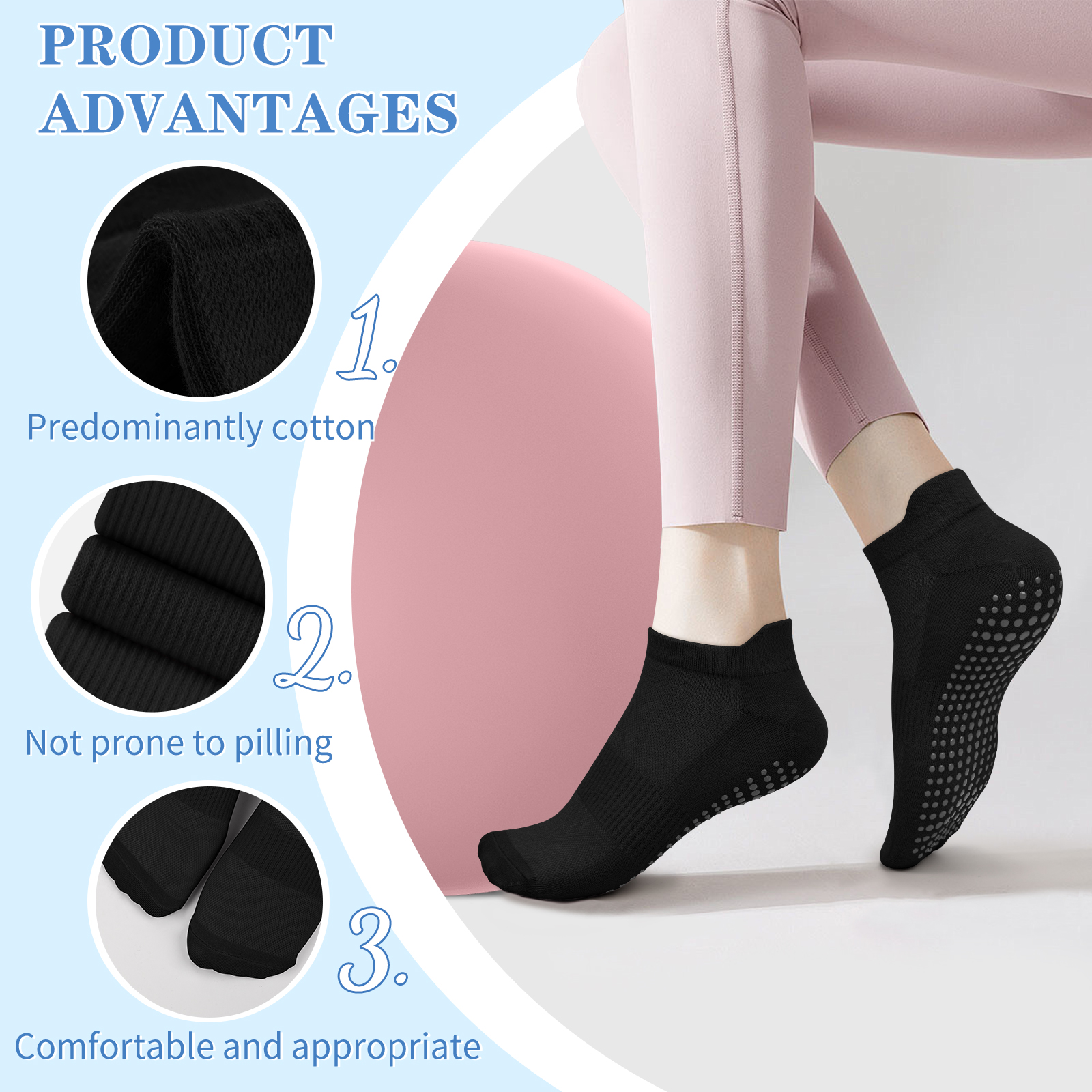3 Pairs Yoga Socks Women Cotto - No Show Sock Women ulasan dan harga