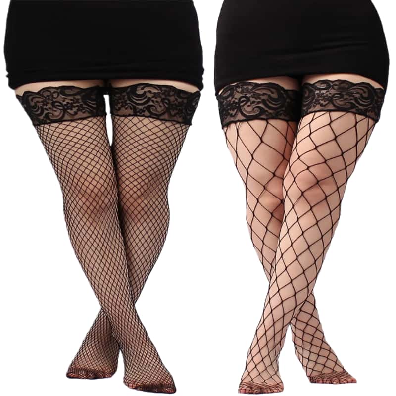 FREEAUCE Plus Size Hollow Mesh - Thigh High Sock Stay Up ulasan dan harga